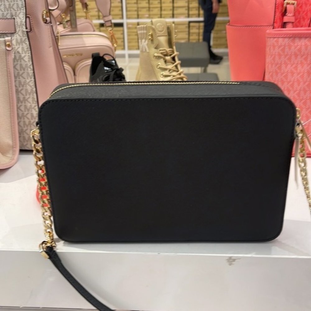 Michael Kors Jet Set Item Large East West Zip Crossbody Leather Black - Picture 10 of 16